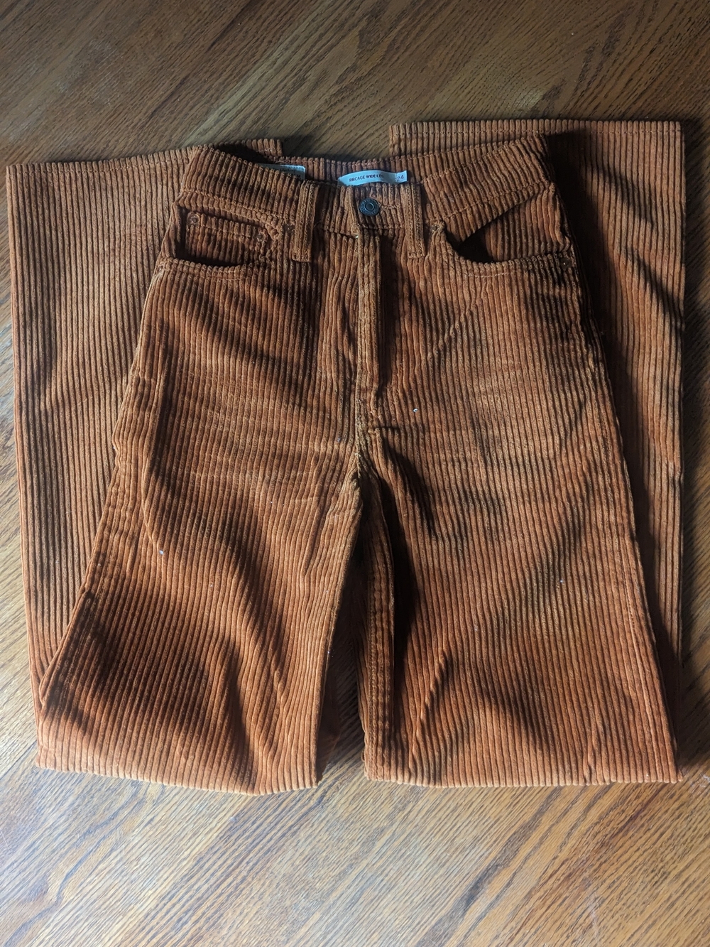 Levi's Ribcage Wide Leg Corduroy Jeans - Orange Brown - Picture 2 of 3